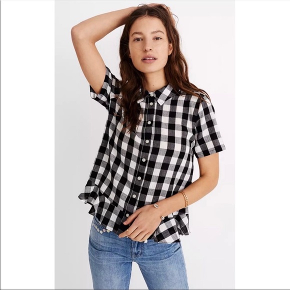 Madewell Tops - NEW Madewell Peplum Button Down Top in Gingham